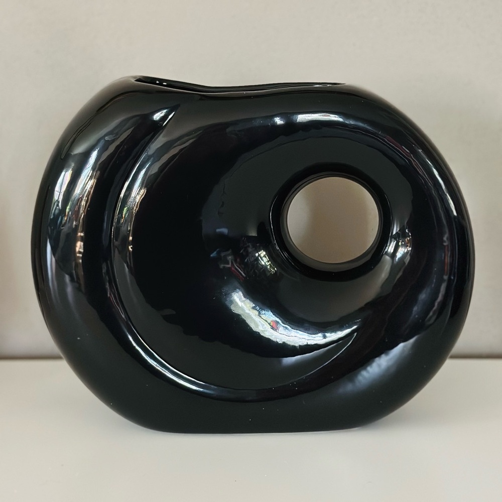 Vintage Black Ceramic Vase Set